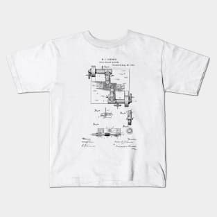 Drill Milling Machine Vintage Patent Hand Drawing Kids T-Shirt